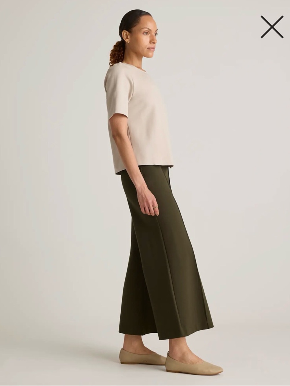 Quince Ultra-Stretch Ponte Short Sleeve Top Ecru L - Picture 5 of 11